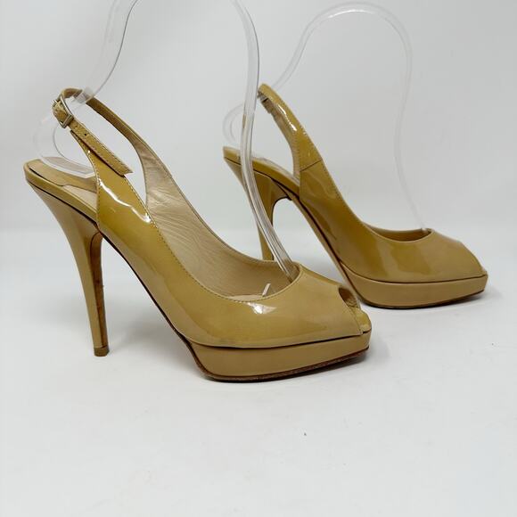 Jimmy Choo Nova Patent Leather Slingback Peep Toe Heels - Picture 3 of 12